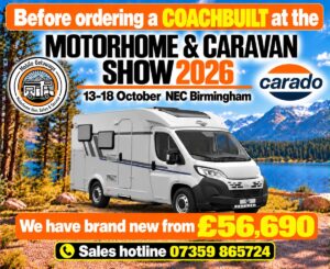Carado coachbuilt motorhome show deals at the Motorhome and Caravan Show 2026, NEC Birmingham, brand new from £56,690